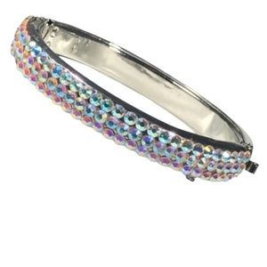 KIRKS FOLLY SILVER TONE & CLEAR AB CRYSTAL BRACELET